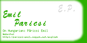 emil paricsi business card